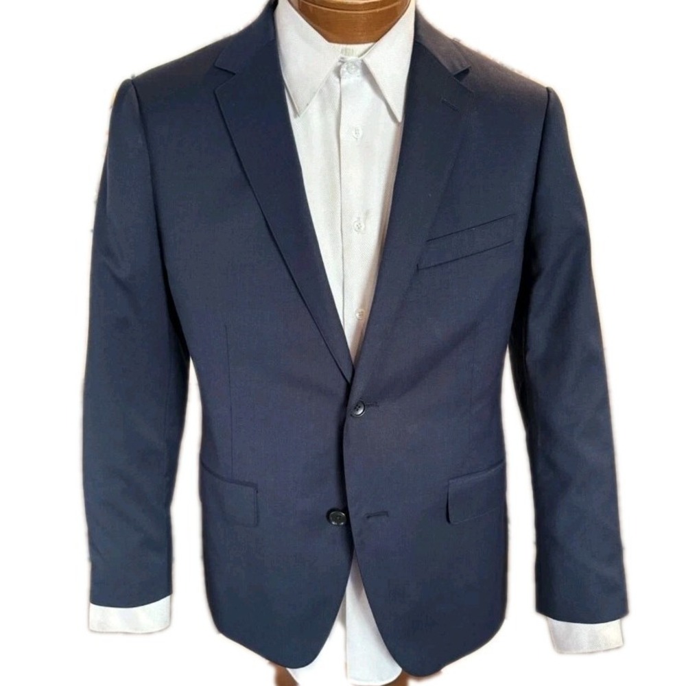 Bonobos Mens 36R Wool Blazer Blue Slim Fit Vitale Barberis Canonico Italy Fabric